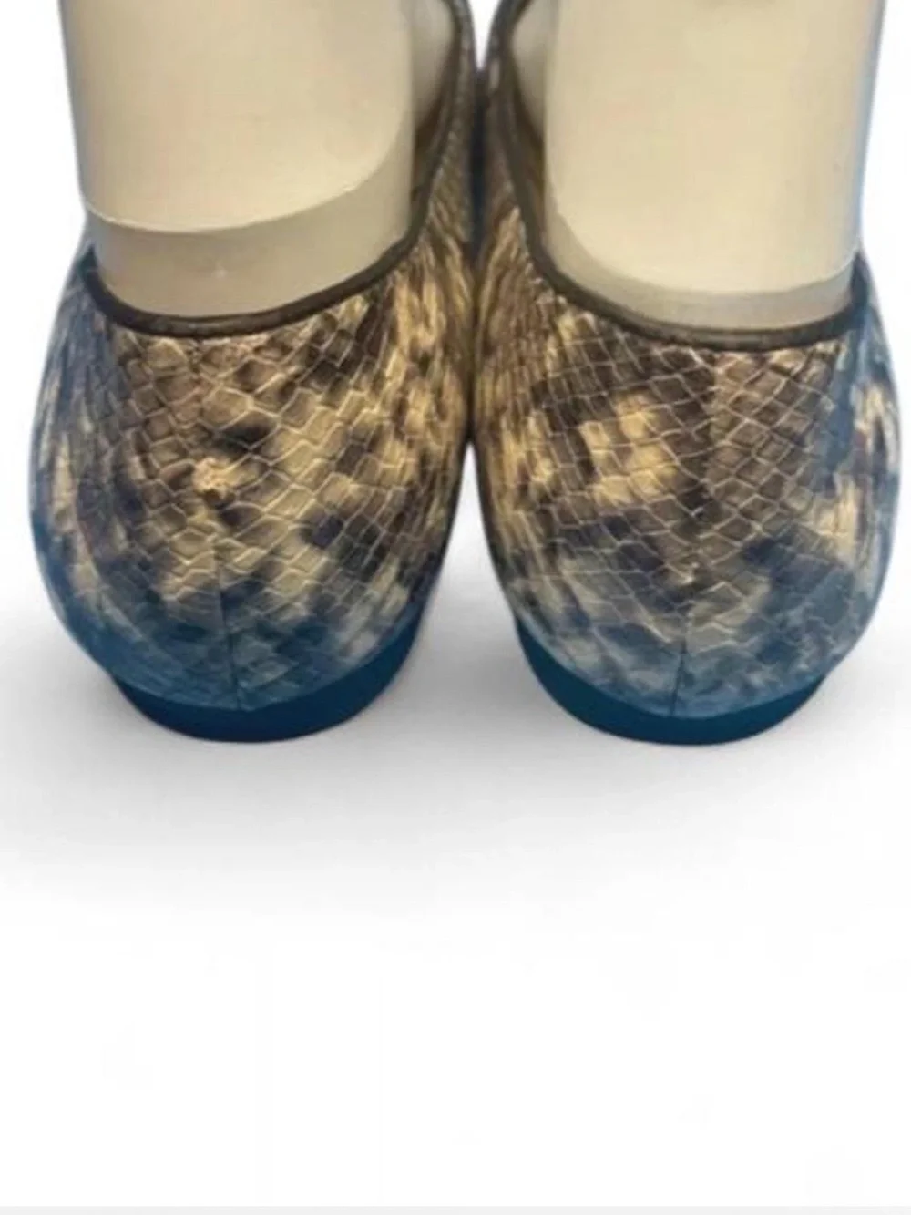 Tory Burch Georgia ballet flats, snake-printed leather, gold-toned logo plaque.